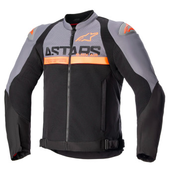 Motorradjacke Alpinestars Smx Air Dark Grey Black Orange Fluo