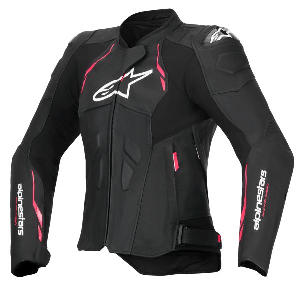 Motorradjacke Alpinestars Stella Dusk Leather Black Diva Pink White Motorradjacke Alpinestars Stella Dusk Leather Black Diva Pink White