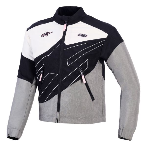 Motorradjacke Alpinestars Stella Moshell Black Fur Gray Off White Pink
