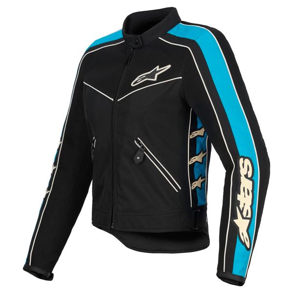 Motorradjacke Alpinestars Stella T-Dyno Air Black Light Blue Ecru Motorradjacke Alpinestars Stella T-Dyno Air Black Light Blue Ecru