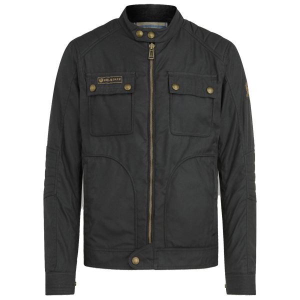 Motorradjacke Belstaff Roberts Coton Wax Black