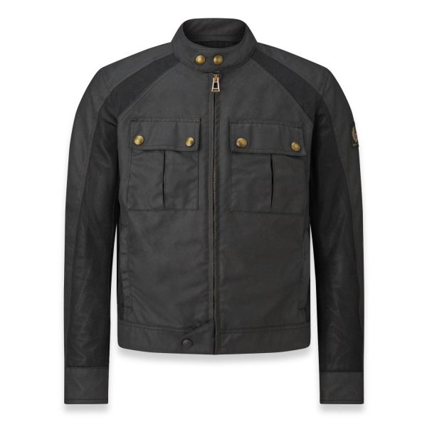 Motorradjacke Belstaff Temple Coton Wax Black
