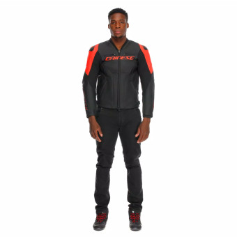 Dainese Racing 5 Leather Black Red Fluo