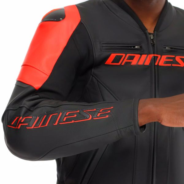 Dainese Racing 5 Leather Black Red Fluo