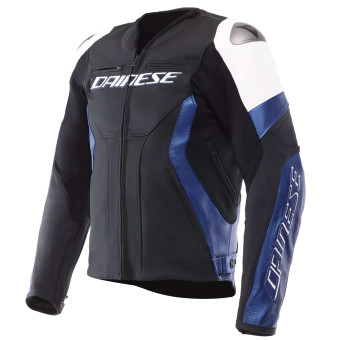 Motorradjacke Dainese Racing 5 Leather White Blue Black