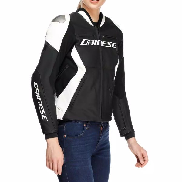 Dainese Racing 5 Leather Woman Black White