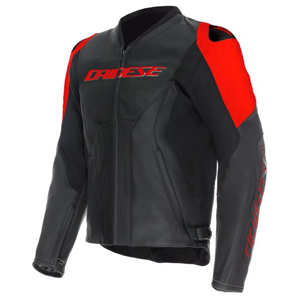 Motorradjacke Dainese Racing 5 Perf Leather Black Red Fluo