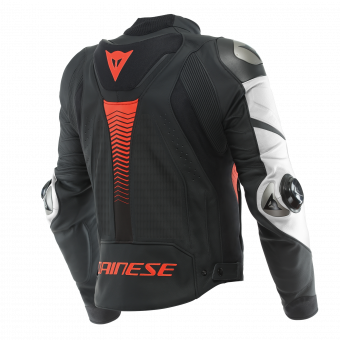 Dainese Super Speed 4 Leather Perf Black Matt White Fluo Red