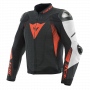 Motorradjacke Dainese Super Speed 4 Leather Perf Black Matt White Fluo Red
