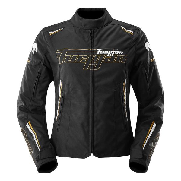 Motorradjacke Furygan Agata Schwarz Wei� Gold