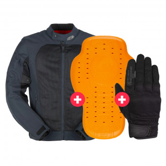 Motorradjacke Furygan Genesis Mistral Evo 2 Blue Black + Back Protector D3O Viper Level 2