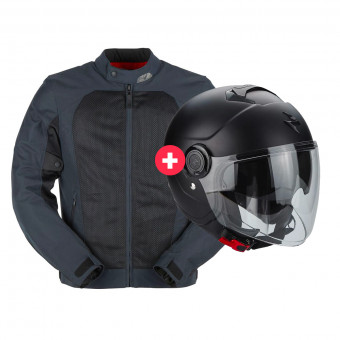 Motorradjacke Furygan Genesis Mistral Evo 2 Blue Black + Exo City Matt Black