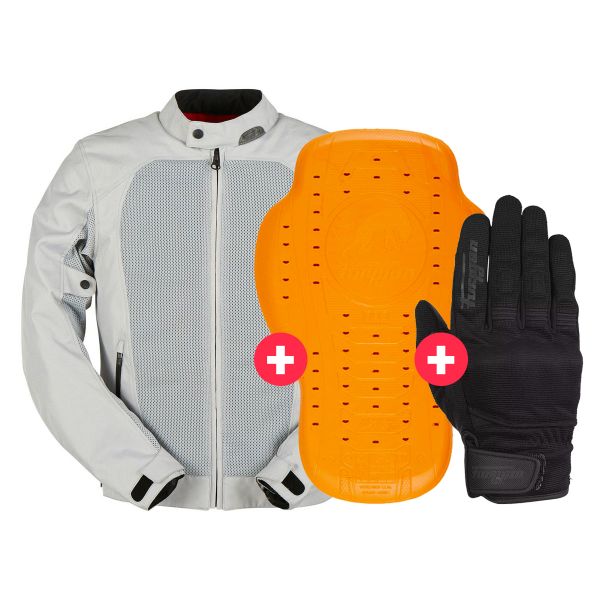 Motorradjacke Furygan Genesis Mistral Evo 2 Pearl + Back Protector D3O Viper Level 2 + Jet D3O