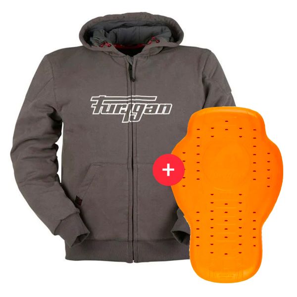 Motorradjacke Furygan Luxio Evo Grey + Back Protector D3O Viper Level 2