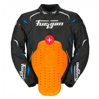 Motorradjacke Furygan Narval Black White Blue + Back Protector D3O Viper Level 2