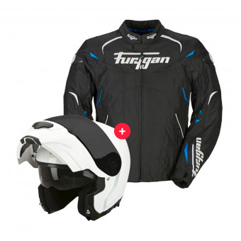 Motorradjacke Furygan Narval Black White Blue + EXO 3000 Air White