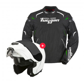 Motorradjacke Furygan Narval Black White Green + EXO 3000 Air White