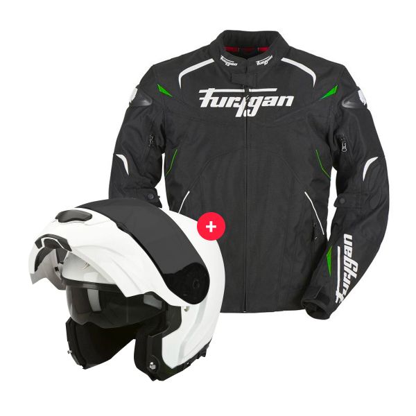 Motorradjacke Furygan Narval Black White Green + EXO 3000 Air White