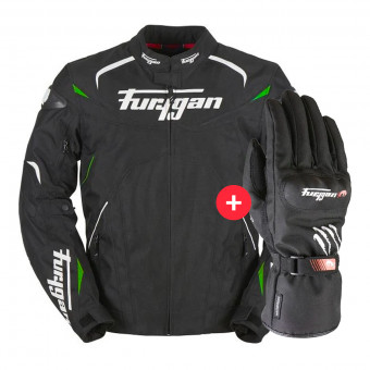 Motorradjacke Furygan Narval Black White Green + Keen Black White