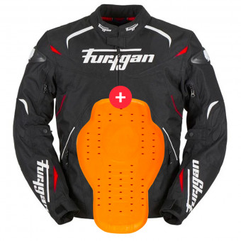 Motorradjacke Furygan Narval Black White Red + Back Protector D3O Viper Level 2