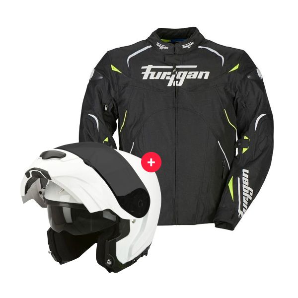 Motorradjacke Furygan Narval Black White Yellow + EXO 3000 Air White