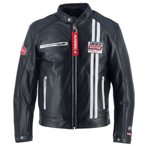 Motorradjacke Helstons Boxer Leather Rag Black White