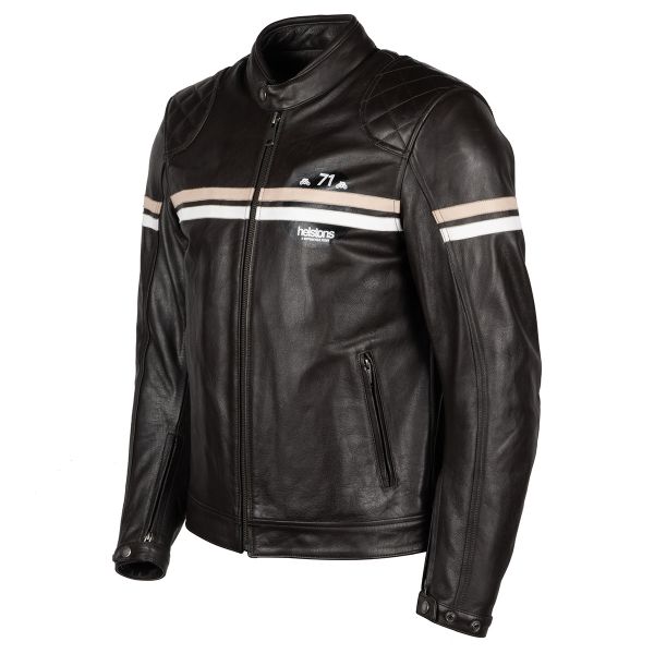 Motorradjacke Helstons Chevy Leather Brown Beige White