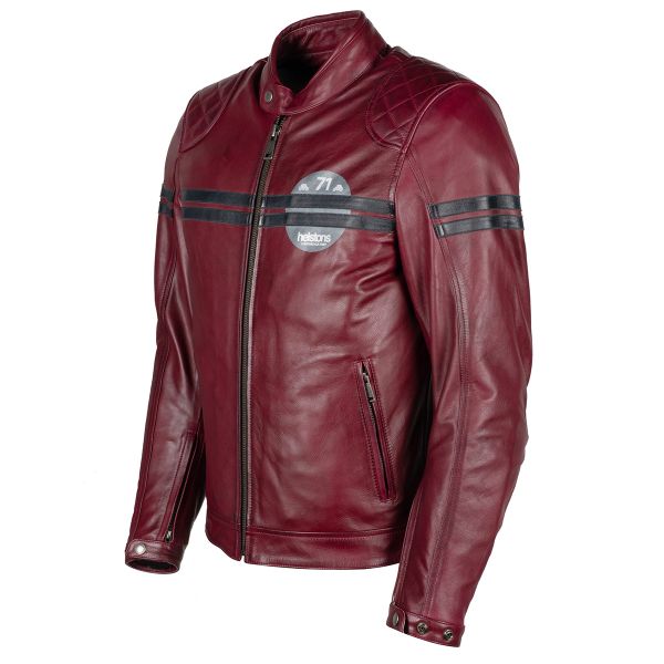 Motorradjacke Helstons Chevy Leather Burgundy Blue