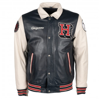 Motorradjacke Helstons Cheyenne Leather Rag Blue Beige