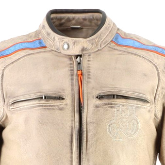 Helstons Clubman Leather Beige Orange Sky Blue