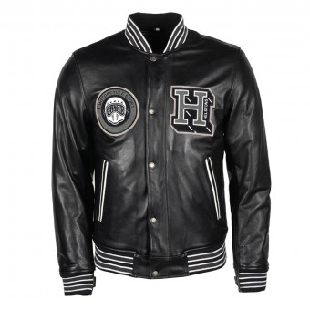 Motorradjacke Helstons College Leather Rag Black