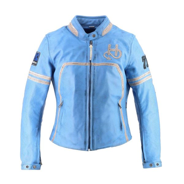 Motorradjacke Helstons Indiana Leather Himmelblau