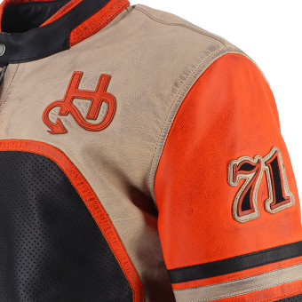 Helstons Indianapolis Air Leather Schwarz Beige Orange