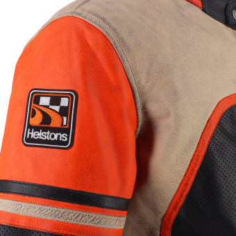 Helstons Indianapolis Air Leather Schwarz Beige Orange