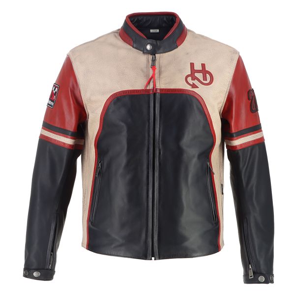Helstons Indianapolis Leather Schwarz Beige Rot