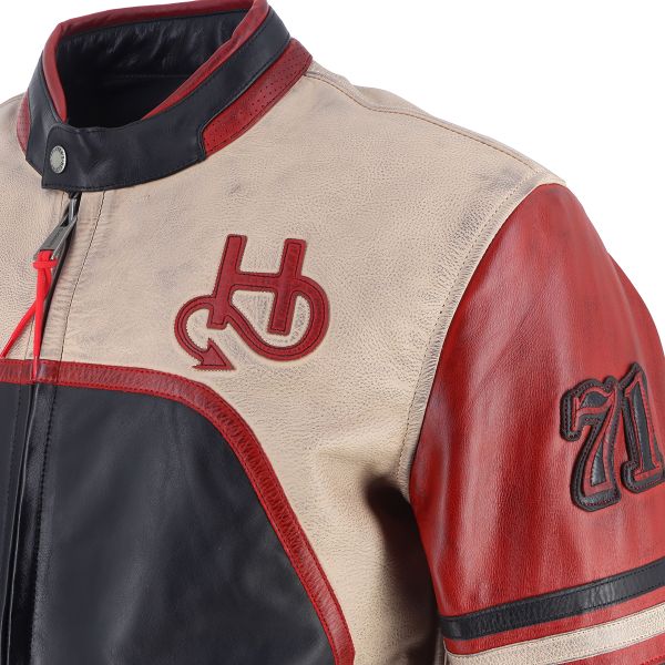 Helstons Indianapolis Leather Schwarz Beige Rot