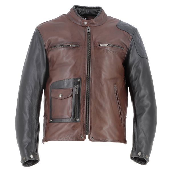 Motorradjacke Helstons Johnson Leather Rag Tan Black Motorradjacke Helstons Johnson Leather Rag Tan Black