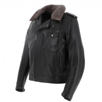 Motorradjacke Helstons Perco Leather Rag Black