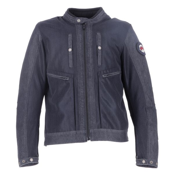 Motorradjacke Helstons Raid Air Coton Denim Mesh Blue