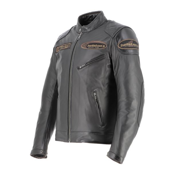 Motorradjacke Helstons Trevor Leather Rag Brown Black Motorradjacke Helstons Trevor Leather Rag Brown Black