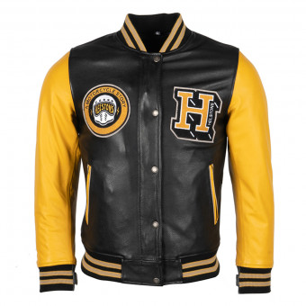 Motorradjacke Helstons University Leather Lady Black Yellow