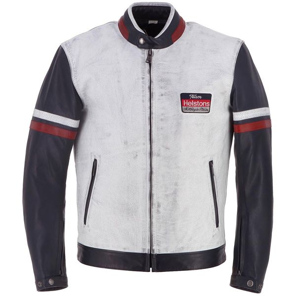 Motorradjacke Helstons V Series Leather Rag Blue White