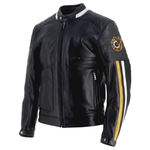 Helstons Vulcan Leather Rag Black Gelb