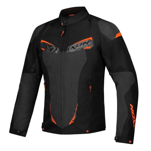 Motorradjacke Ixon Caliber Black Anthracite Orange