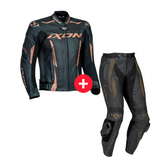 Motorradjacke Ixon Vortex 2 Jacket Black + Vortex 2 Pant Black