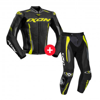 Motorradjacke Ixon Vortex 2 Jacket Black Grey Yellow + Vortex 2 Pant Black Grey Yellow