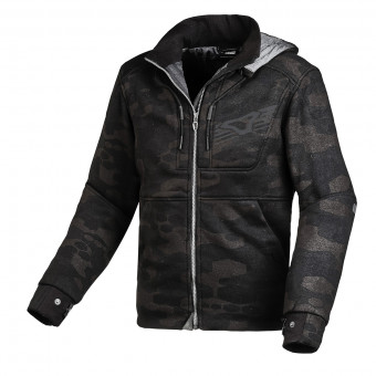 Motorradjacke Macna District Hoodie Grey Print