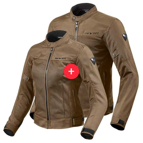 Motorradjacke REV'IT Duo Eclipse Brown Man and Woman