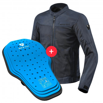 Motorradjacke REV'IT Eclipse Dark Blue + Back Protector Seesoft KN Blue Black
