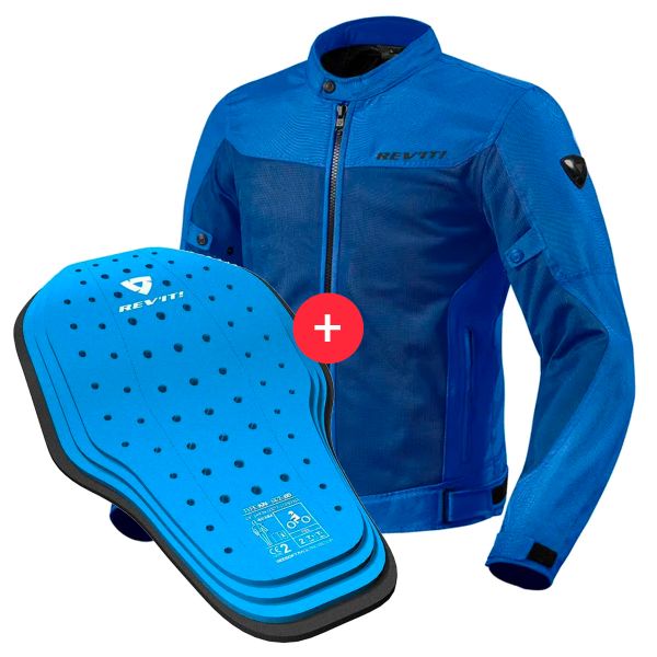 Motorradjacke REV'IT Eclipse Blue + Back Protector Seesoft KN Blue Black